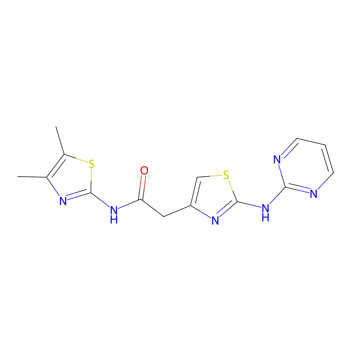 N-(4,5-dimethylthiazol-2-yl)-2-(2-(pyrimidin-2-ylamino)thiazol-4-yl)acetamide molecular structure, CAS 1226459-23-9