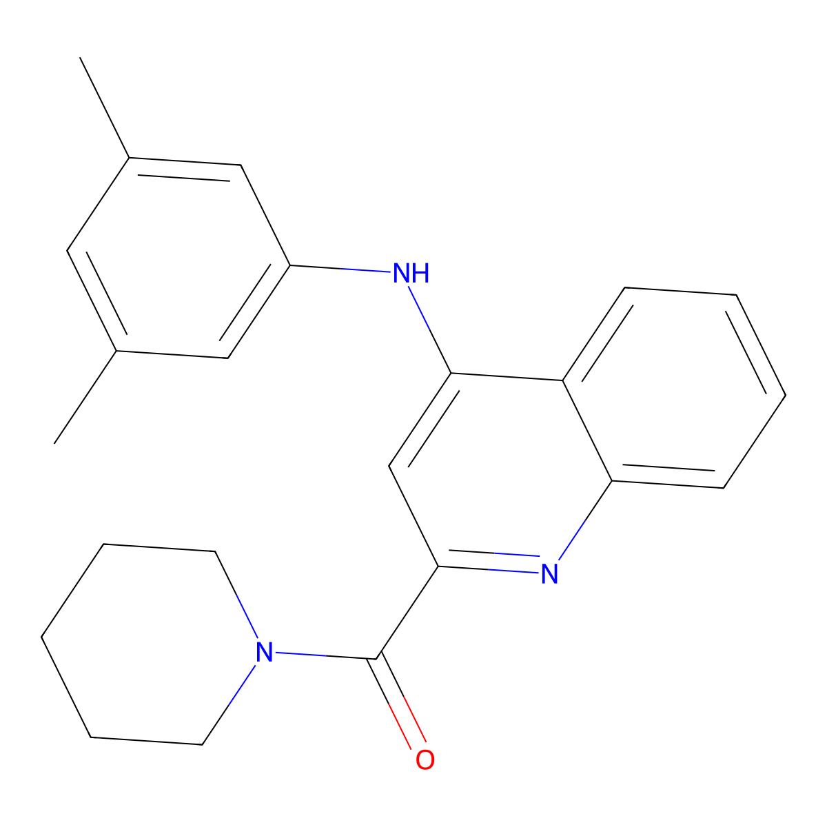 N-(3,5-dimethylphenyl)-2-(piperidine-1-carbonyl)quinolin-4-amine molecular structure, CAS 1226459-34-2
