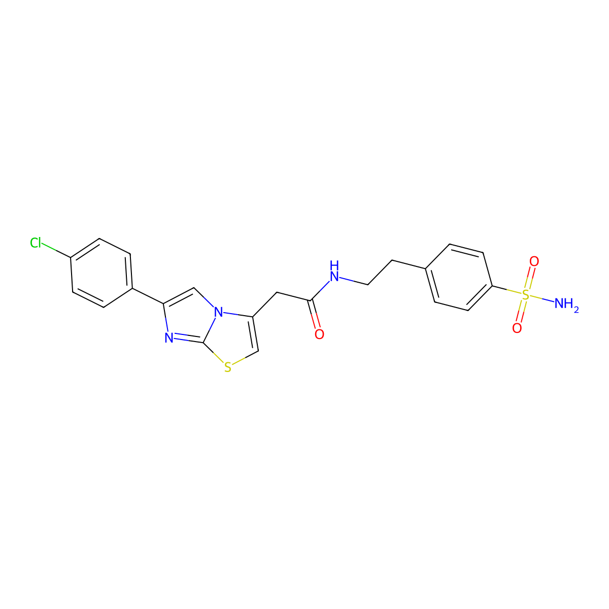 2-(6-(4-chlorophenyl)imidazo[2,1-b]thiazol-3-yl)-N-(4-sulfamoylphenethyl)acetamide molecular structure, CAS 1226459-36-4