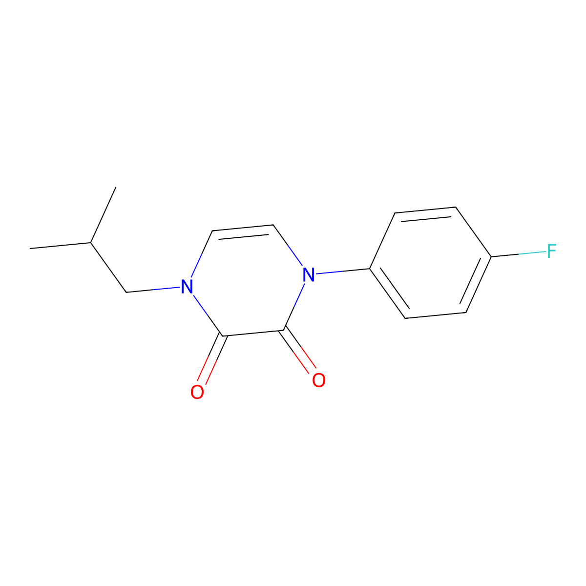 1-(4-fluorophenyl)-4-isobutylpyrazine-2,3(1H,4H)-dione molecular structure, CAS 1226459-38-6