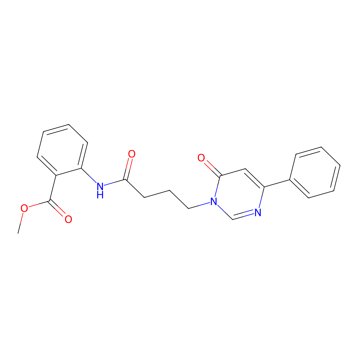 methyl 2-(4-(6-oxo-4-phenylpyrimidin-1(6H)-yl)butanamido)benzoate molecular structure, CAS 1226459-42-2
