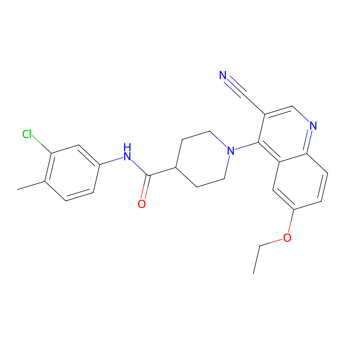 N-(3-chloro-4-methylphenyl)-1-(3-cyano-6-ethoxyquinolin-4-yl)piperidine-4-carboxamide molecular structure, CAS 1226459-45-5