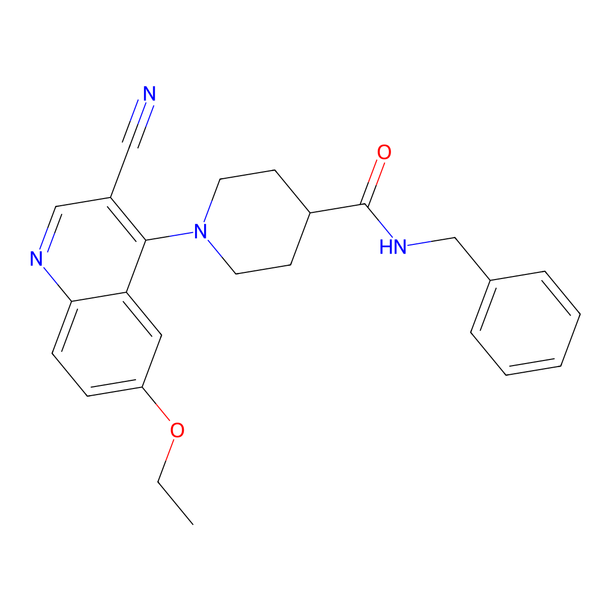 N-benzyl-1-(3-cyano-6-ethoxyquinolin-4-yl)piperidine-4-carboxamide molecular structure, CAS 1226459-49-9