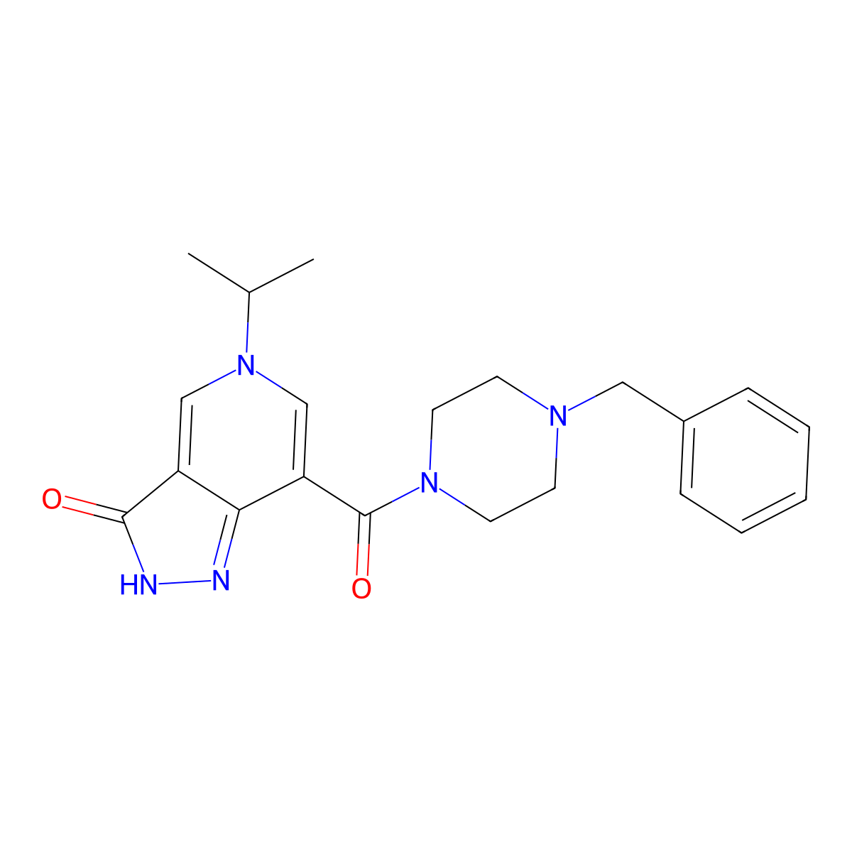 7-(4-benzylpiperazine-1-carbonyl)-5-isopropyl-2H-pyrazolo[4,3-c]pyridin-3(5H)-one molecular structure, CAS 1226459-51-3