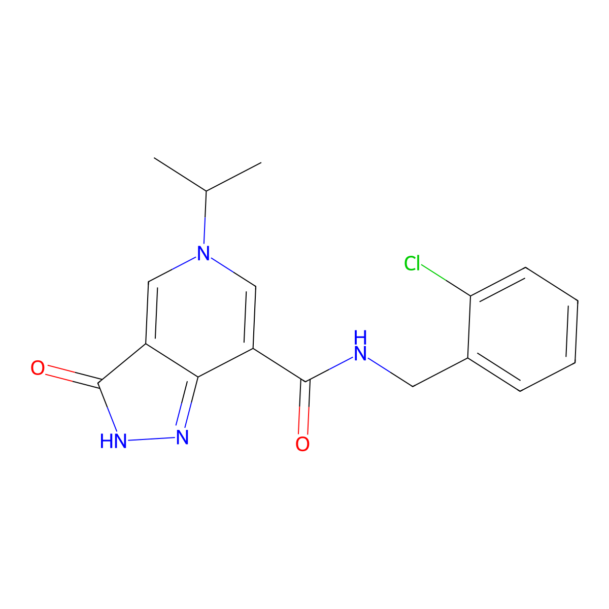 N-(2-chlorobenzyl)-5-isopropyl-3-oxo-3,5-dihydro-2H-pyrazolo[4,3-c]pyridine-7-carboxamide molecular structure, CAS 1226459-53-5