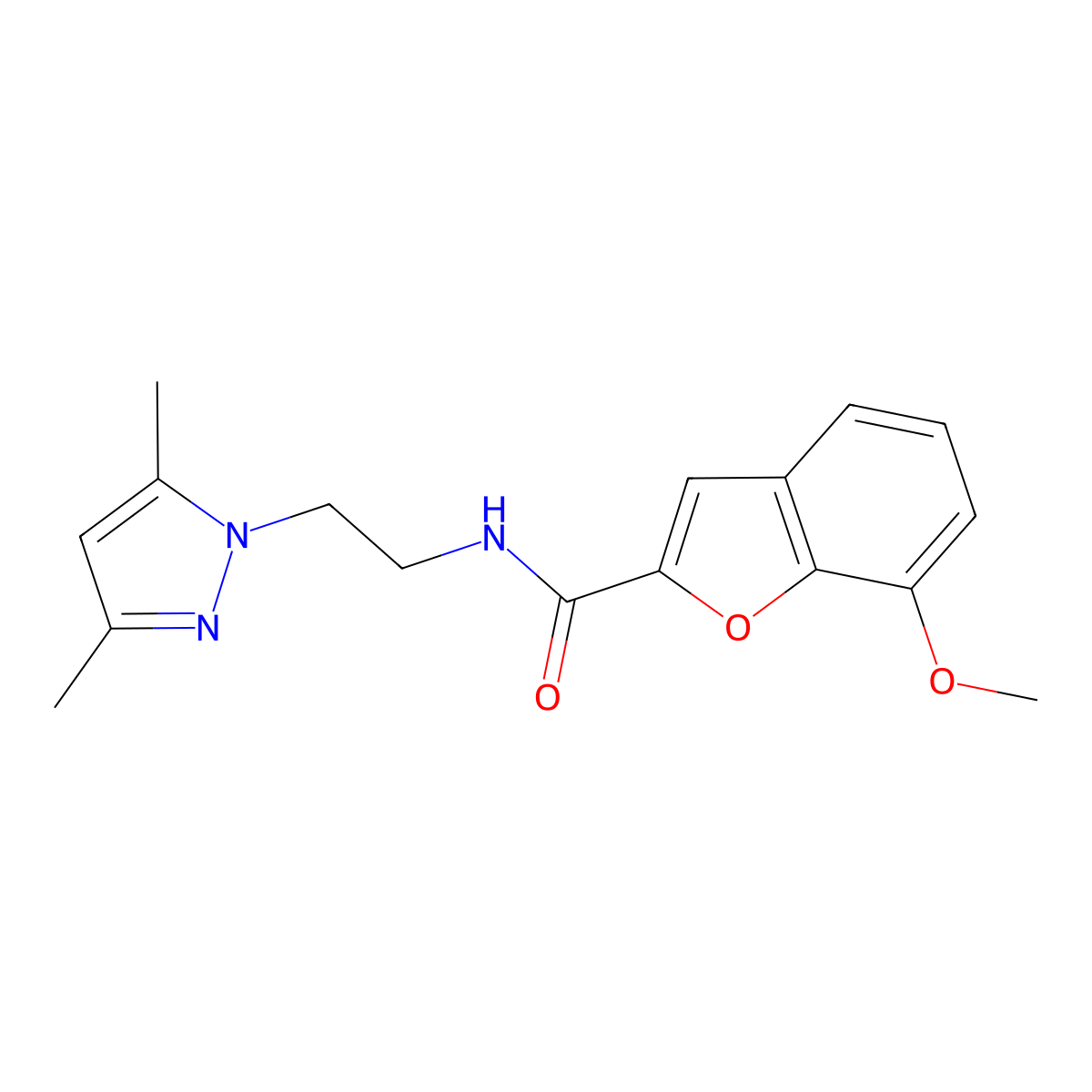 N-(2-(3,5-dimethyl-1H-pyrazol-1-yl)ethyl)-7-methoxybenzofuran-2-carboxamide molecular structure, CAS 1226459-54-6