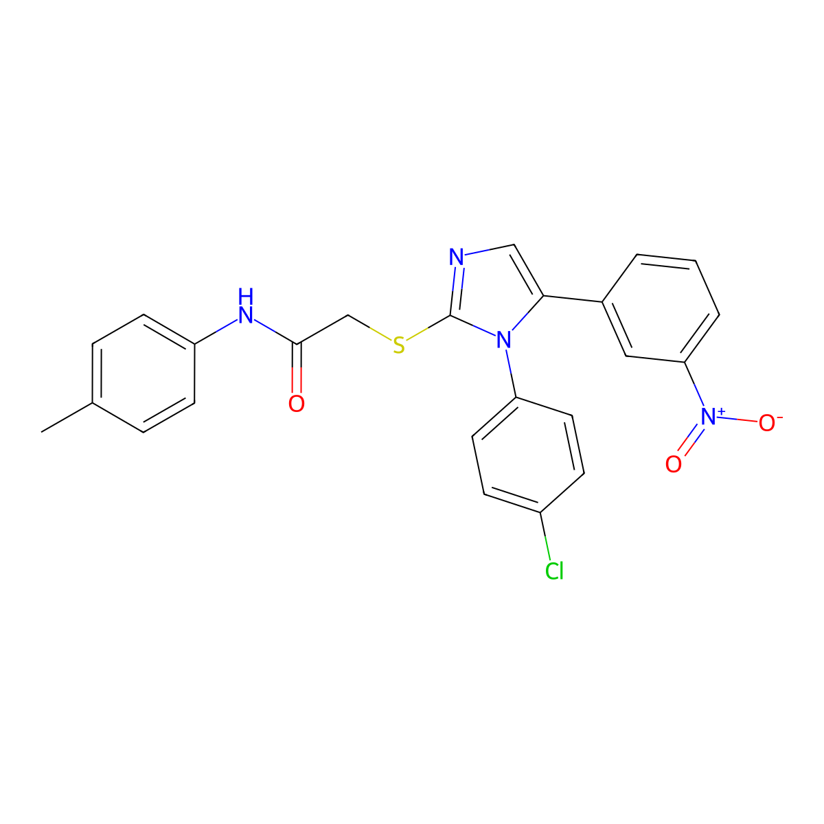 2-((1-(4-chlorophenyl)-5-(3-nitrophenyl)-1H-imidazol-2-yl)thio)-N-(p-tolyl)acetamide molecular structure, CAS 1226459-55-7