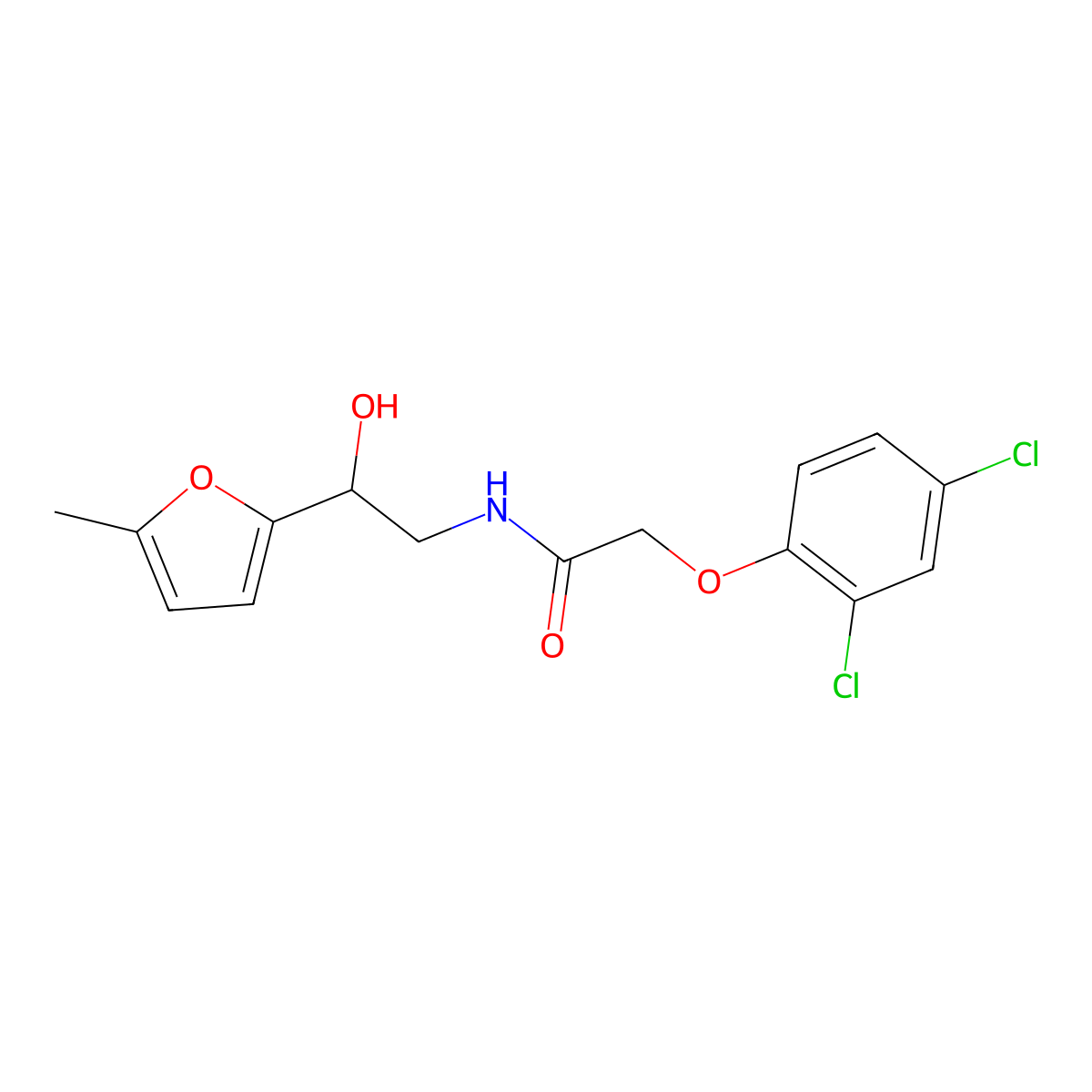 2-(2,4-dichlorophenoxy)-N-[2-hydroxy-2-(5-methylfuran-2-yl)ethyl]acetamide molecular structure, CAS 1226459-70-6
