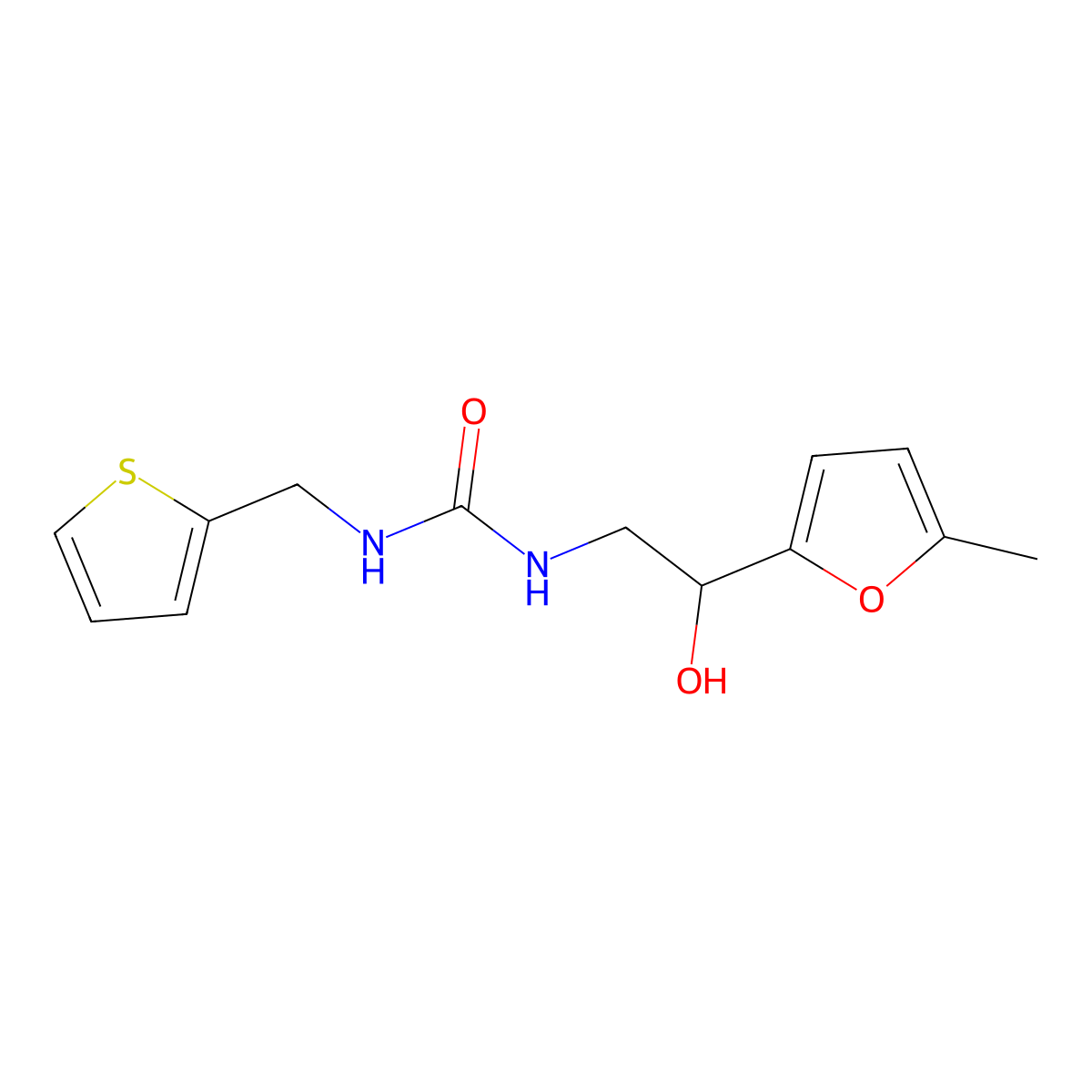 1-(2-Hydroxy-2-(5-methylfuran-2-yl)ethyl)-3-(thiophen-2-ylmethyl)urea molecular structure, CAS 1226459-71-7