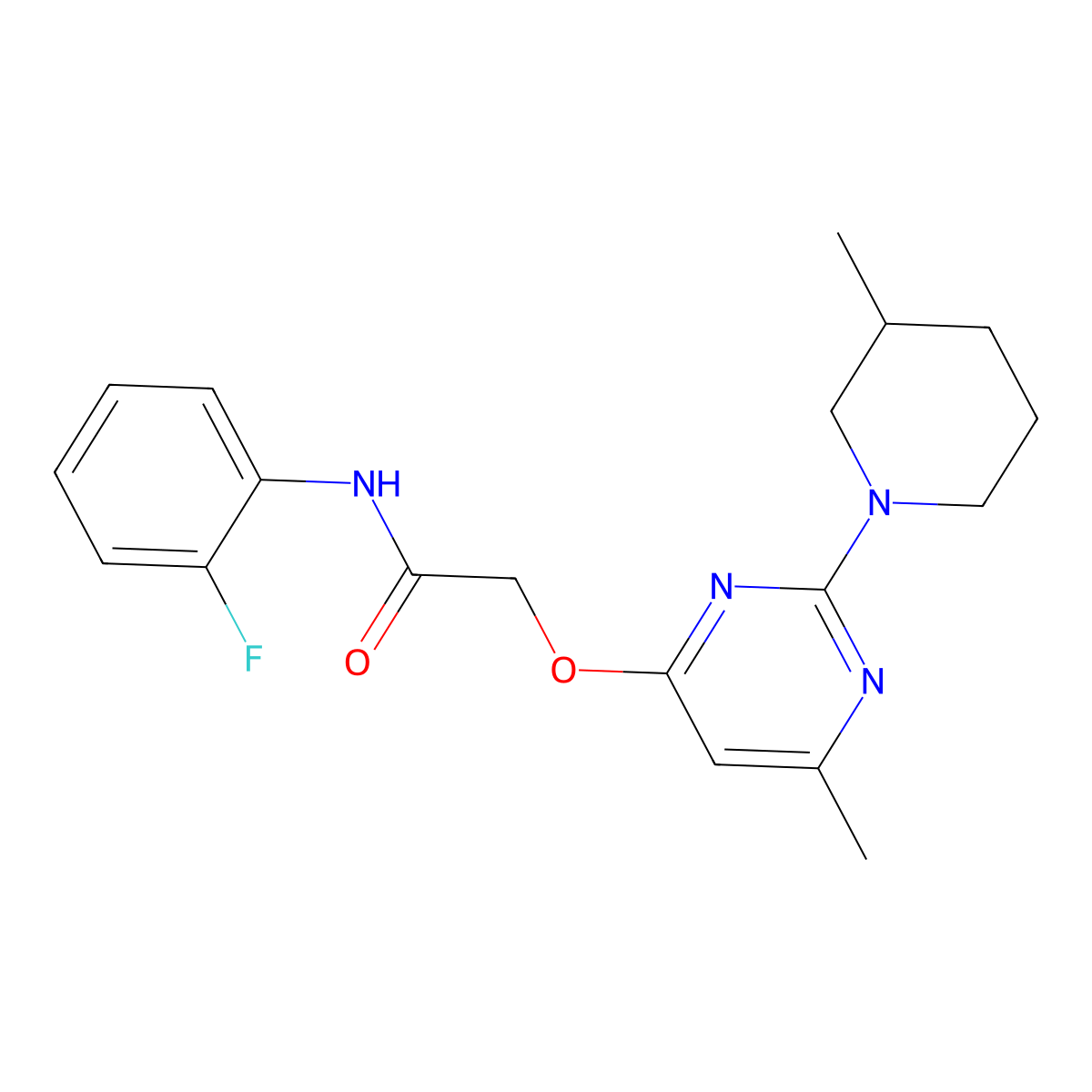 N-(2-fluorophenyl)-2-{[6-methyl-2-(3-methylpiperidin-1-yl)pyrimidin-4-yl]oxy}acetamide molecular structure, CAS 1226459-76-2
