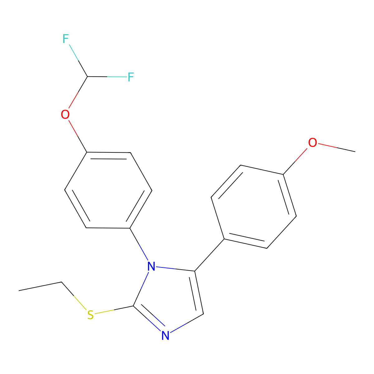 1-(4-(difluoromethoxy)phenyl)-2-(ethylthio)-5-(4-methoxyphenyl)-1H-imidazole molecular structure, CAS 1226459-77-3
