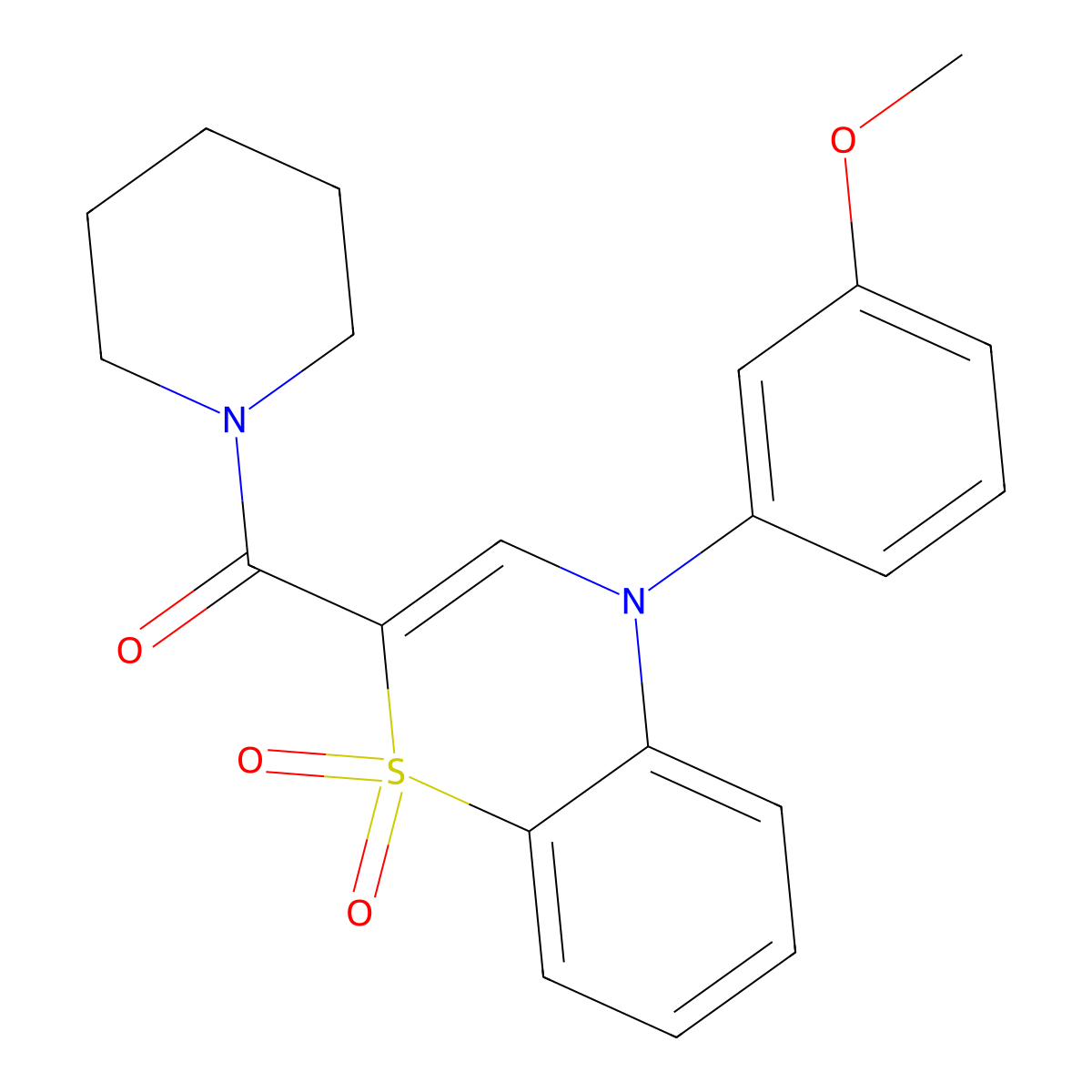 4-(3-methoxyphenyl)-2-(piperidin-1-ylcarbonyl)-4H-1,4-benzothiazine 1,1-dioxide molecular structure, CAS 1226459-82-0