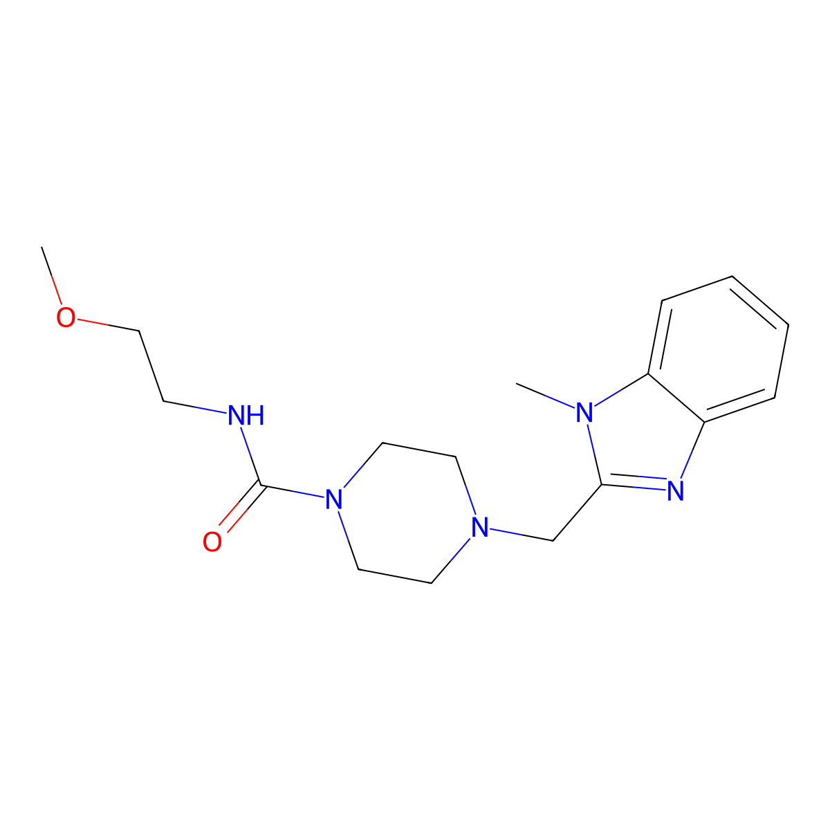N-(2-methoxyethyl)-4-[(1-methyl-1H-1,3-benzodiazol-2-yl)methyl]piperazine-1-carboxamide molecular structure, CAS 1226459-89-7