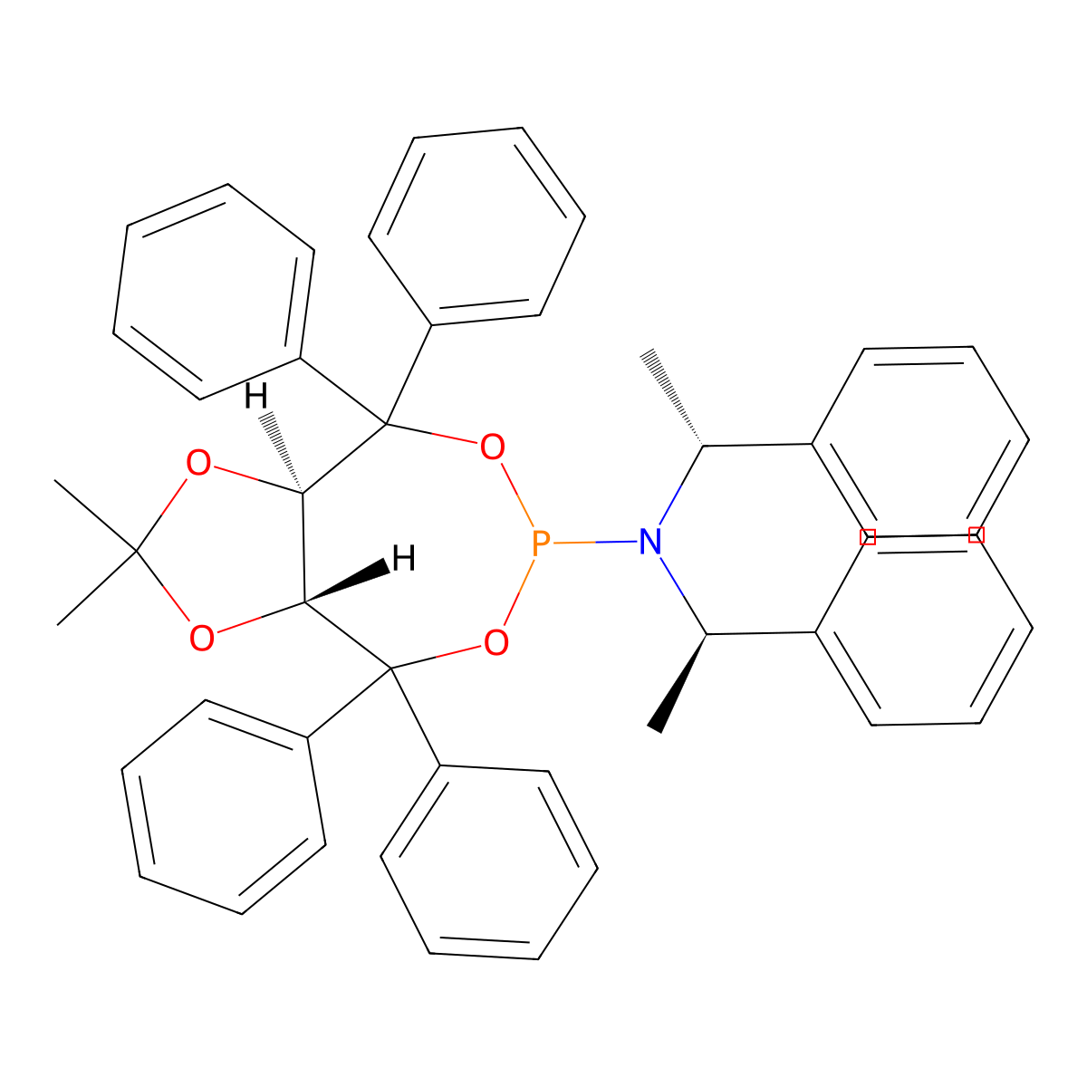(3aR,8aR)-2,2-Dimethyl-4,4,8,8-tetraphenyl-N,N-bis((R)-1-phenylethyl)tetrahydro-[1,3]dioxolo[4,5-e][1,3,2]dioxaphosphepin-6-amine molecular structure, CAS 1226495-37-9