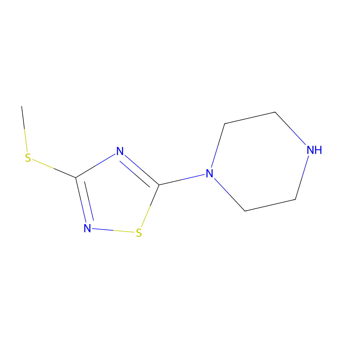 1-[3-(Methylsulfanyl)-1,2,4-thiadiazol-5-yl]piperazine molecular structure, CAS 1226516-26-2