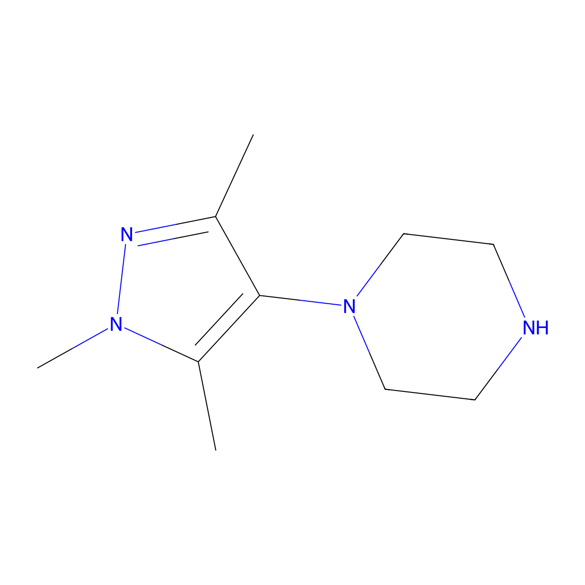 1-(1,3,5-trimethyl-1H-pyrazol-4-yl)piperazine molecular structure, CAS 1226516-31-9