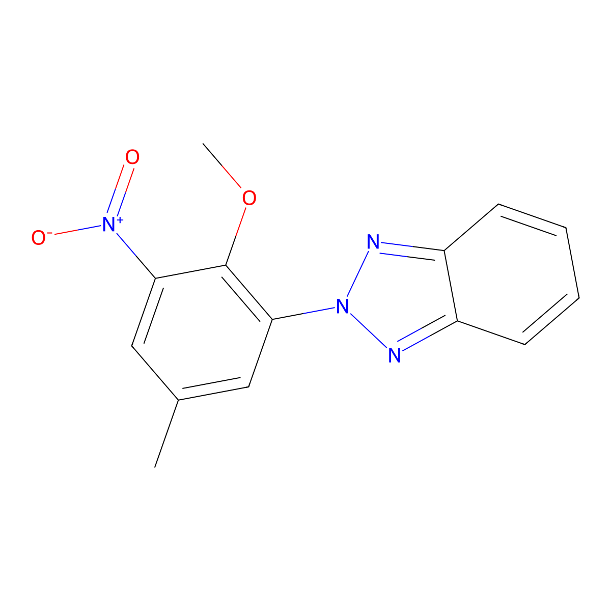 2-(2-methoxy-5-methyl-3-nitrophenyl)-2H-1,2,3-benzotriazole molecular structure, CAS 122652-15-7
