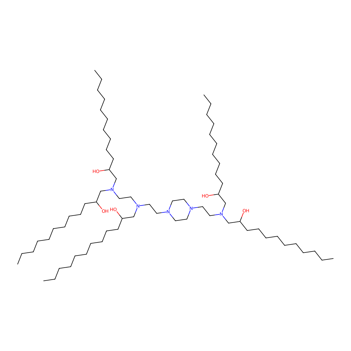 (2S)-1-[2-[bis[(2S)-2-hydroxydodecyl]amino]ethyl-[2-[4-[2-[bis[(2S)-2-hydroxydodecyl]amino]ethyl]piperazin-1-yl]ethyl]amino]dodecan-2-ol molecular structure, CAS 1226552-44-8