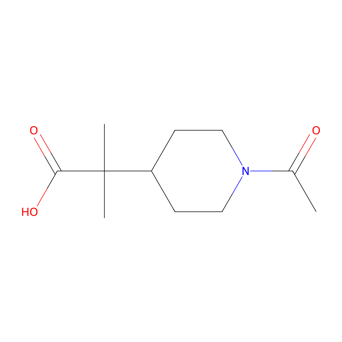 2-(1-Acetyl-piperidin-4-yl)-2-methyl-propionic acid molecular structure, CAS 1226595-15-8