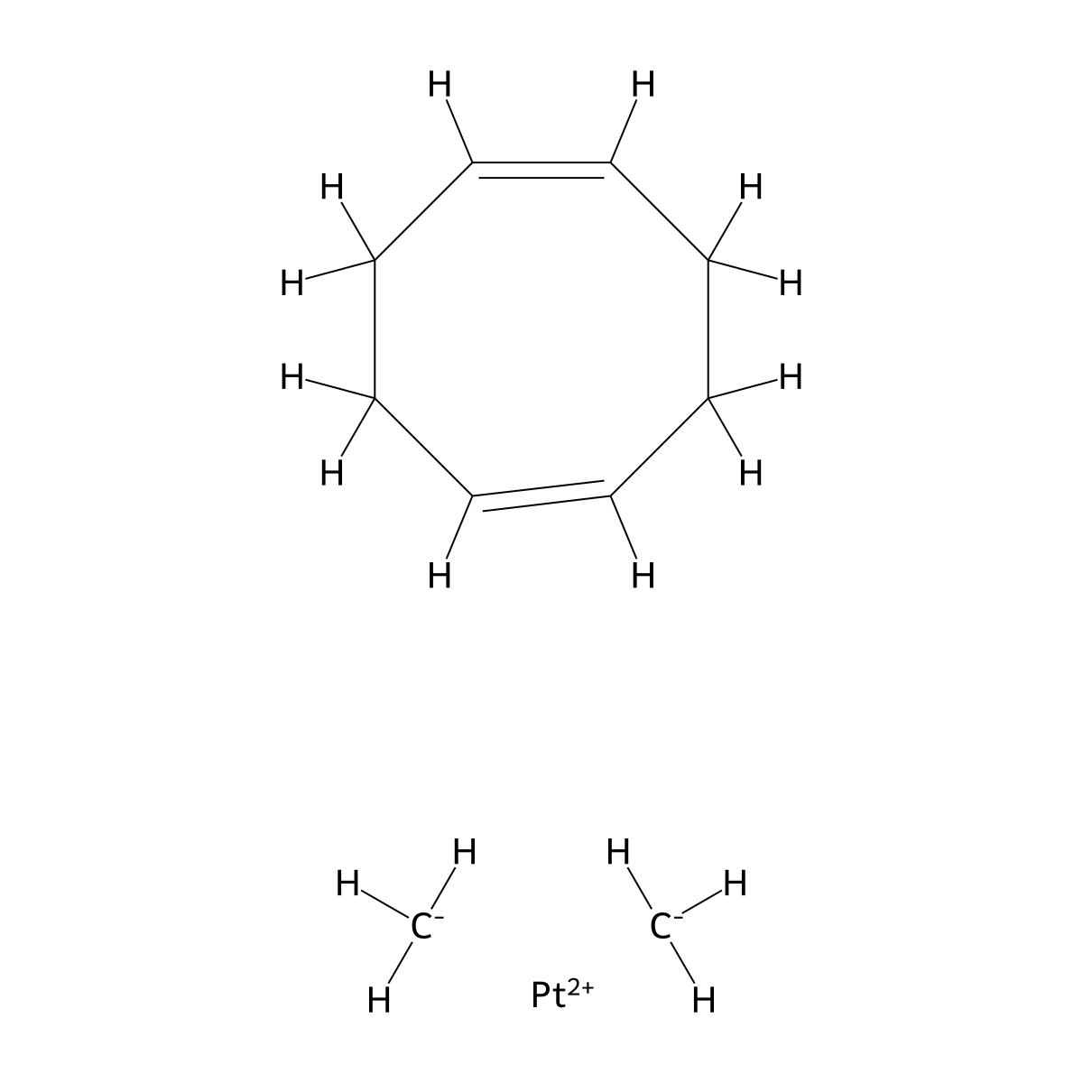 Dimethyl(1,5-cyclooctadiene)platinum(II) , Pt(COD)(Me)2 molecular structure, CAS 12266-92-1