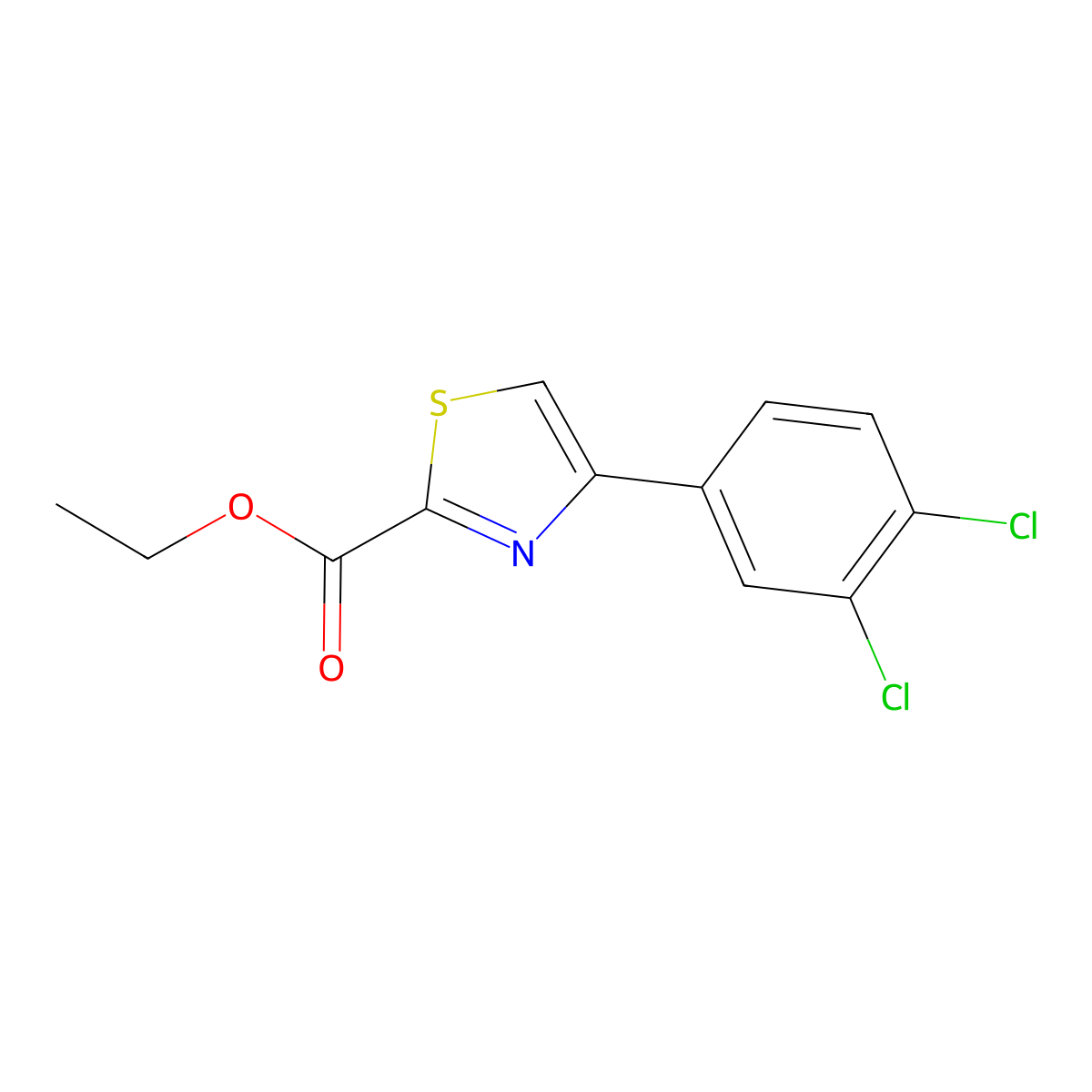 Ethyl 4-(3,4-dichlorophenyl)-2-thiazolecarboxylate molecular structure, CAS 1226643-83-9