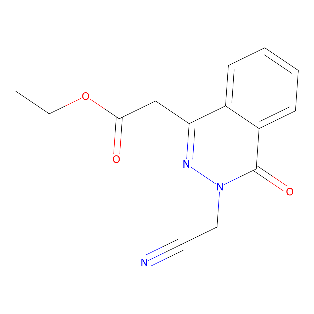 Ethyl (3-cyanomethyl-3,4-dihydro-4-oxophthalazin-1-yl)acetate molecular structure, CAS 122665-86-5