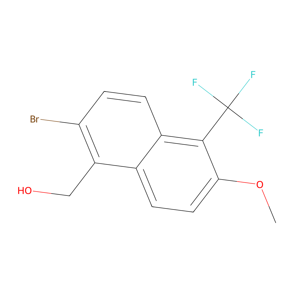 (2-Bromo-6-methoxy-5-(trifluoromethyl)naphthalen-1-yl)methanol molecular structure, CAS 122670-61-5