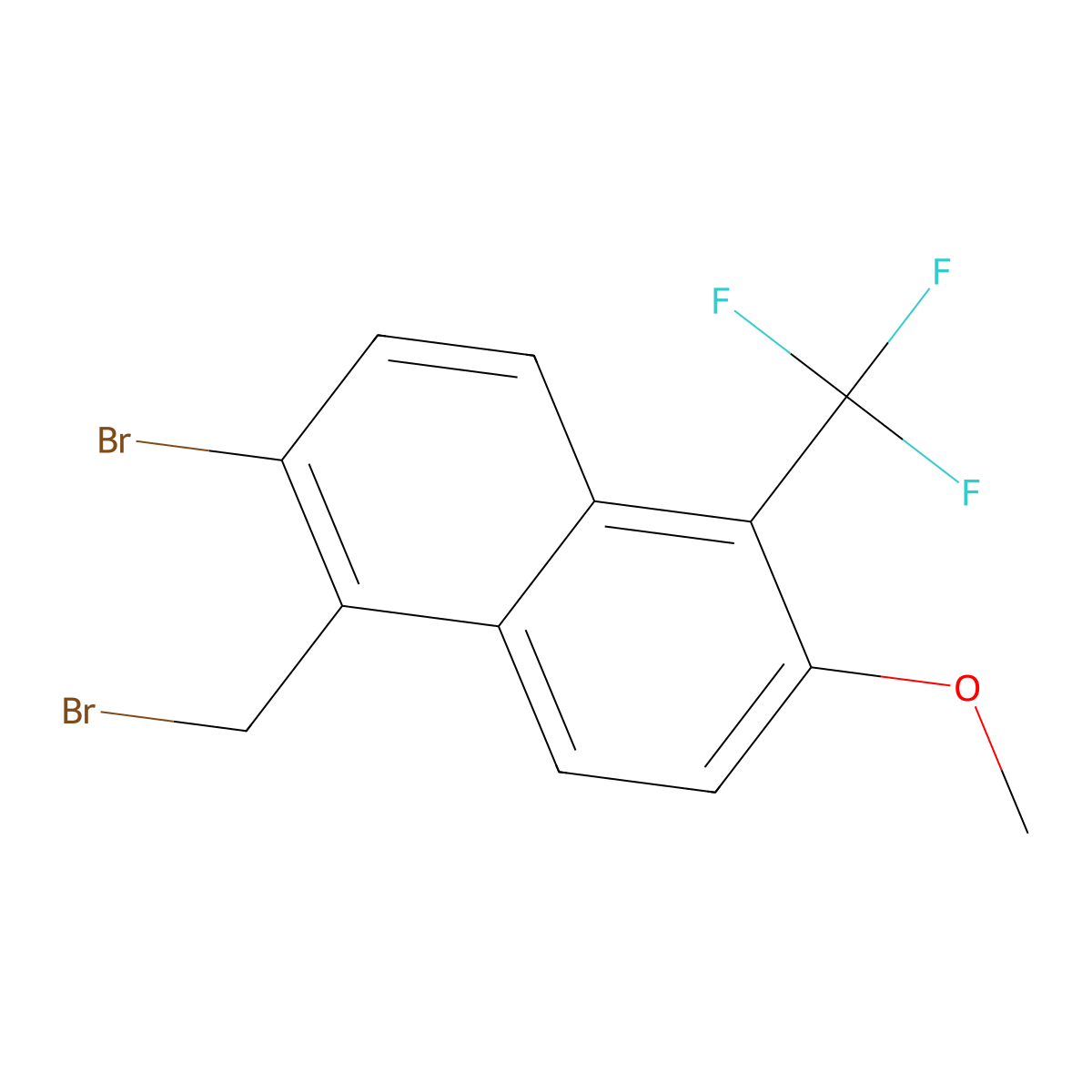 2-Bromo-1-(bromomethyl)-6-methoxy-5-(trifluoromethyl)naphthalene molecular structure, CAS 122670-66-0