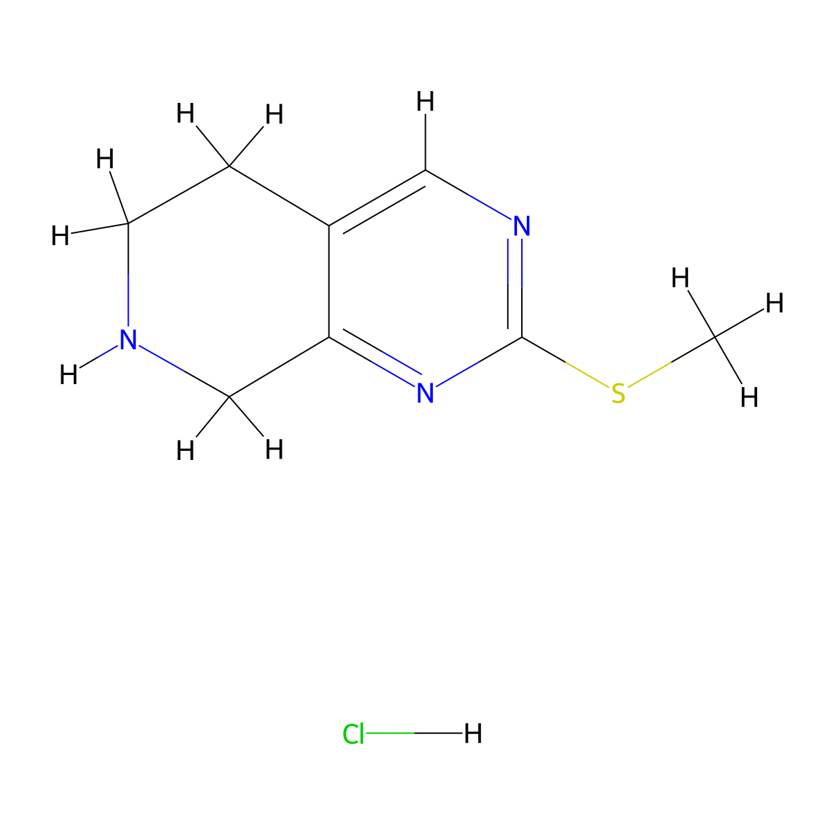 2-(Methylthio)-5,6,7,8-tetrahydropyrido[3,4-D]pyrimidine hydrochloride molecular structure, CAS 1226776-81-3