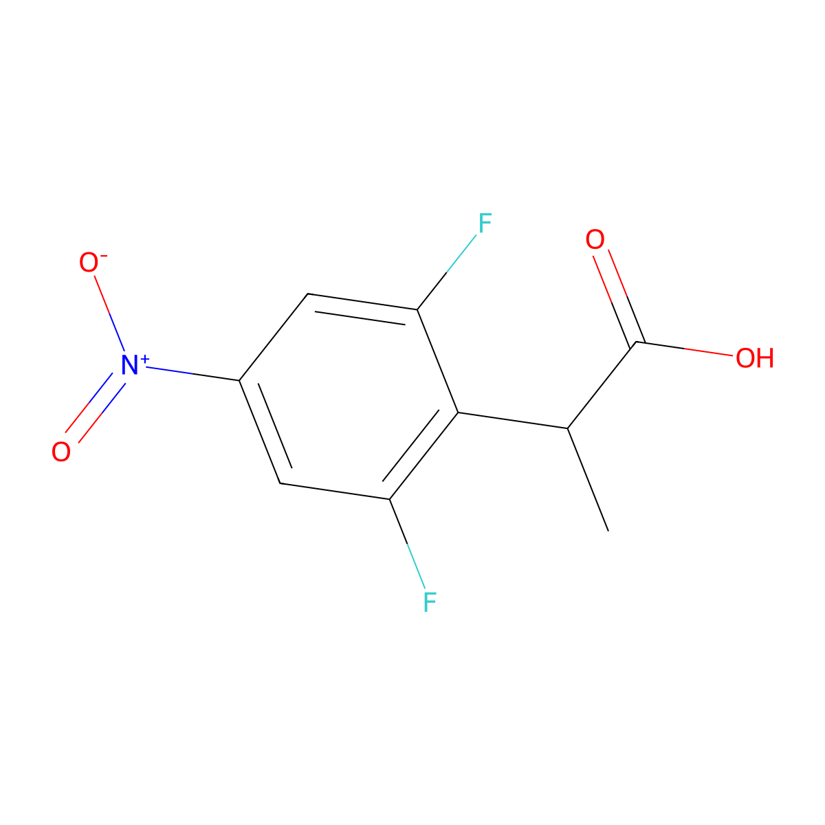 2-(2,6-Difluoro-4-nitrophenyl)propanoic acid molecular structure, CAS 1226776-82-4