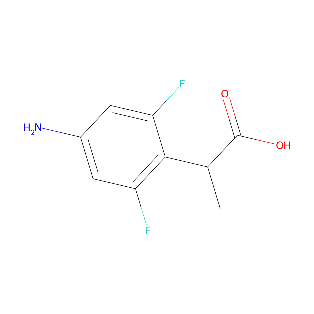 2-(4-Amino-2,6-difluorophenyl)propanoic acid molecular structure, CAS 1226776-88-0
