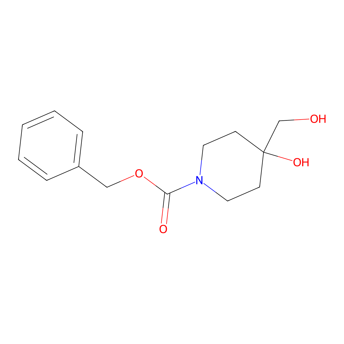 Benzyl 4-hydroxy-4-(hydroxymethyl)piperidine-1-carboxylate molecular structure, CAS 1226780-06-8