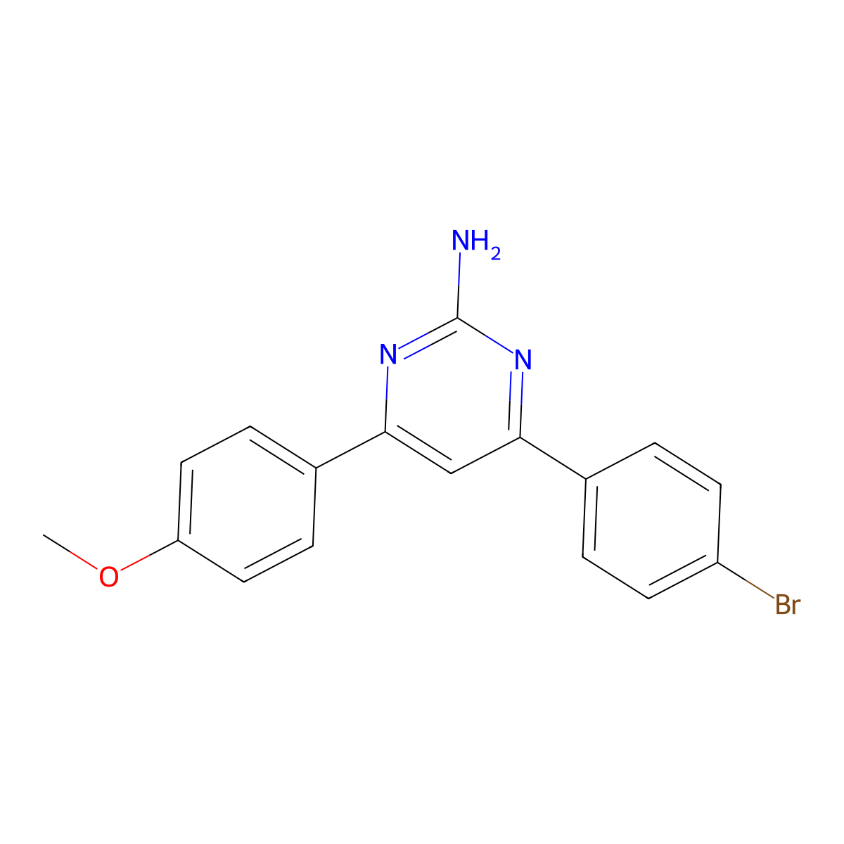 4-(4-Bromophenyl)-6-(4-methoxyphenyl)pyrimidin-2-amine molecular structure, CAS 1226780-77-3