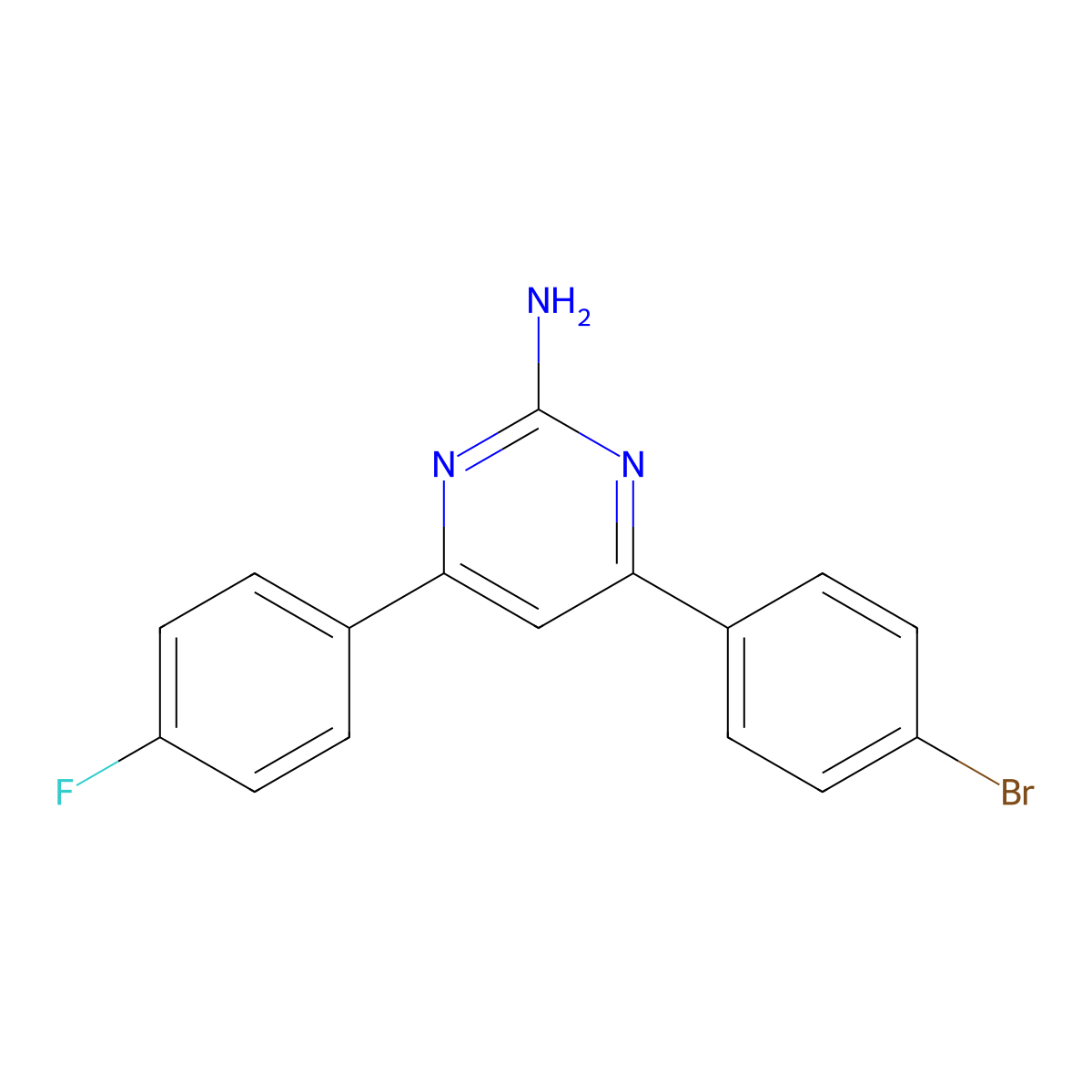 4-(4-Bromophenyl)-6-(4-fluorophenyl)pyrimidin-2-amine molecular structure, CAS 1226780-83-1