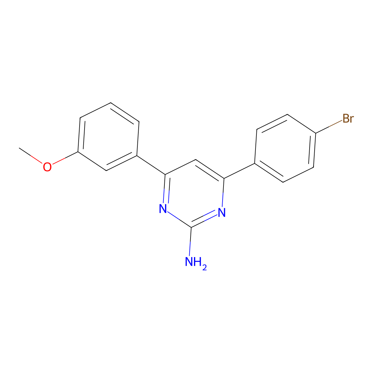 4-(4-Bromophenyl)-6-(3-methoxyphenyl)pyrimidin-2-amine molecular structure, CAS 1226780-90-0