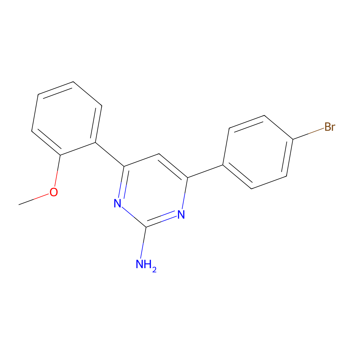 4-(4-Bromophenyl)-6-(2-methoxyphenyl)pyrimidin-2-amine molecular structure, CAS 1226780-91-1