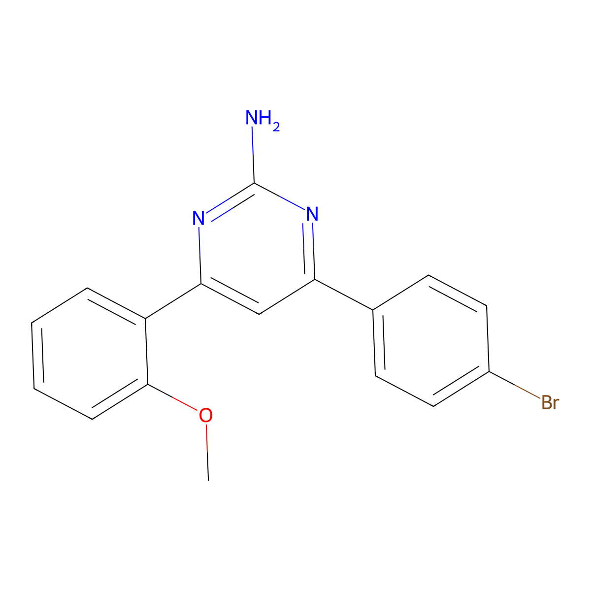 4-(4-Bromophenyl)-6-(2-methoxyphenyl)pyrimidin-2-amine molecular structure, CAS 1226780-91-1