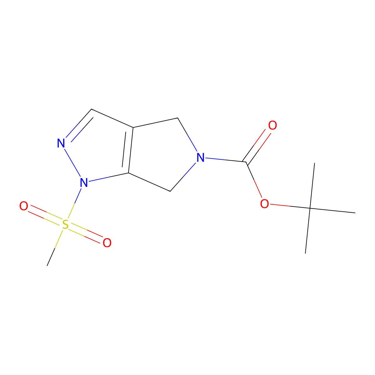 tert-butyl 1-(methylsulfonyl)-4,6-dihydropyrrolo[3,4-c]pyrazole-5(1H)-carboxylate molecular structure, CAS 1226781-81-2