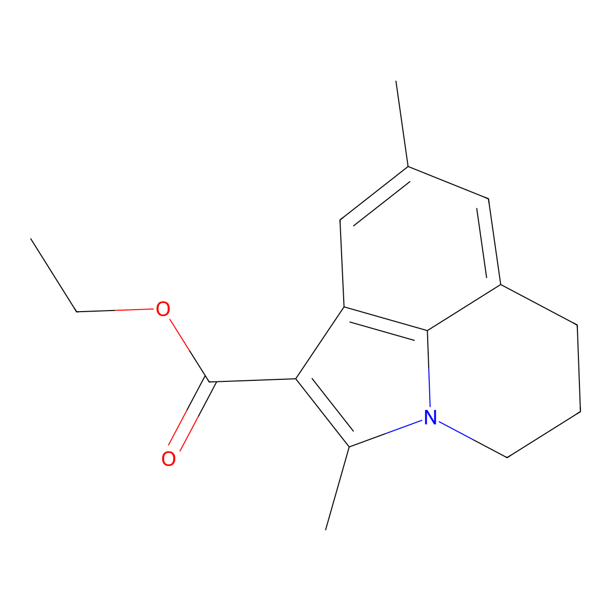 ethyl 2,8-dimethyl-5,6-dihydro-4H-pyrrolo[3,2,1-ij]quinoline-1-carboxylate molecular structure, CAS 122679-16-7
