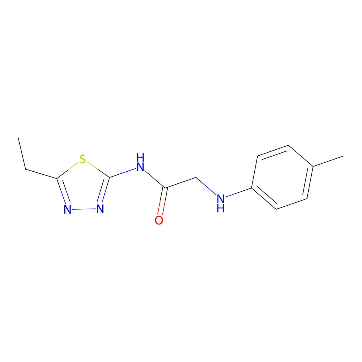 N-(5-ethyl-1,3,4-thiadiazol-2-yl)-2-(4-methylanilino)acetamide molecular structure, CAS 1226796-91-3
