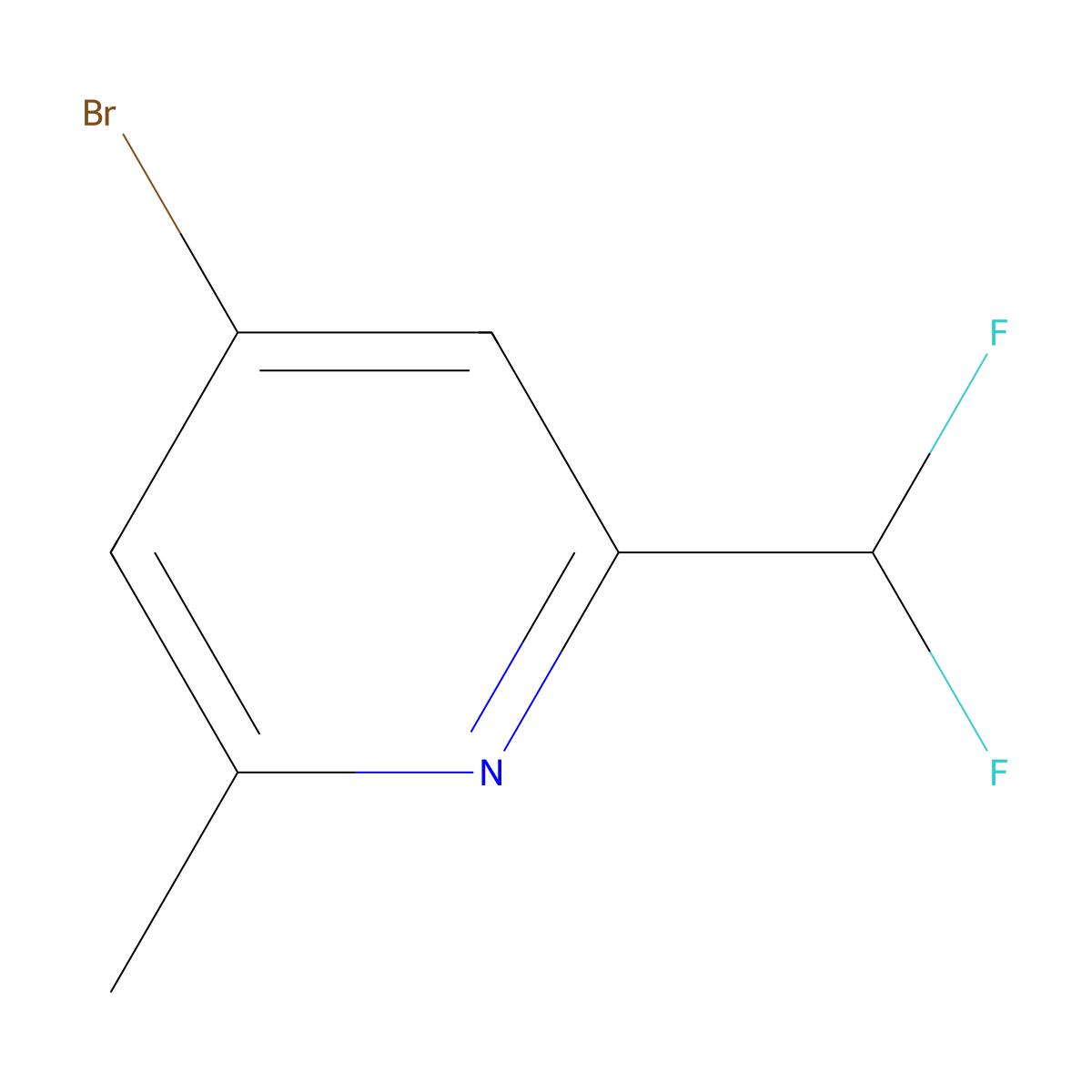 4-Bromo-2-(difluoromethyl)-6-methylpyridine molecular structure, CAS 1226800-12-9