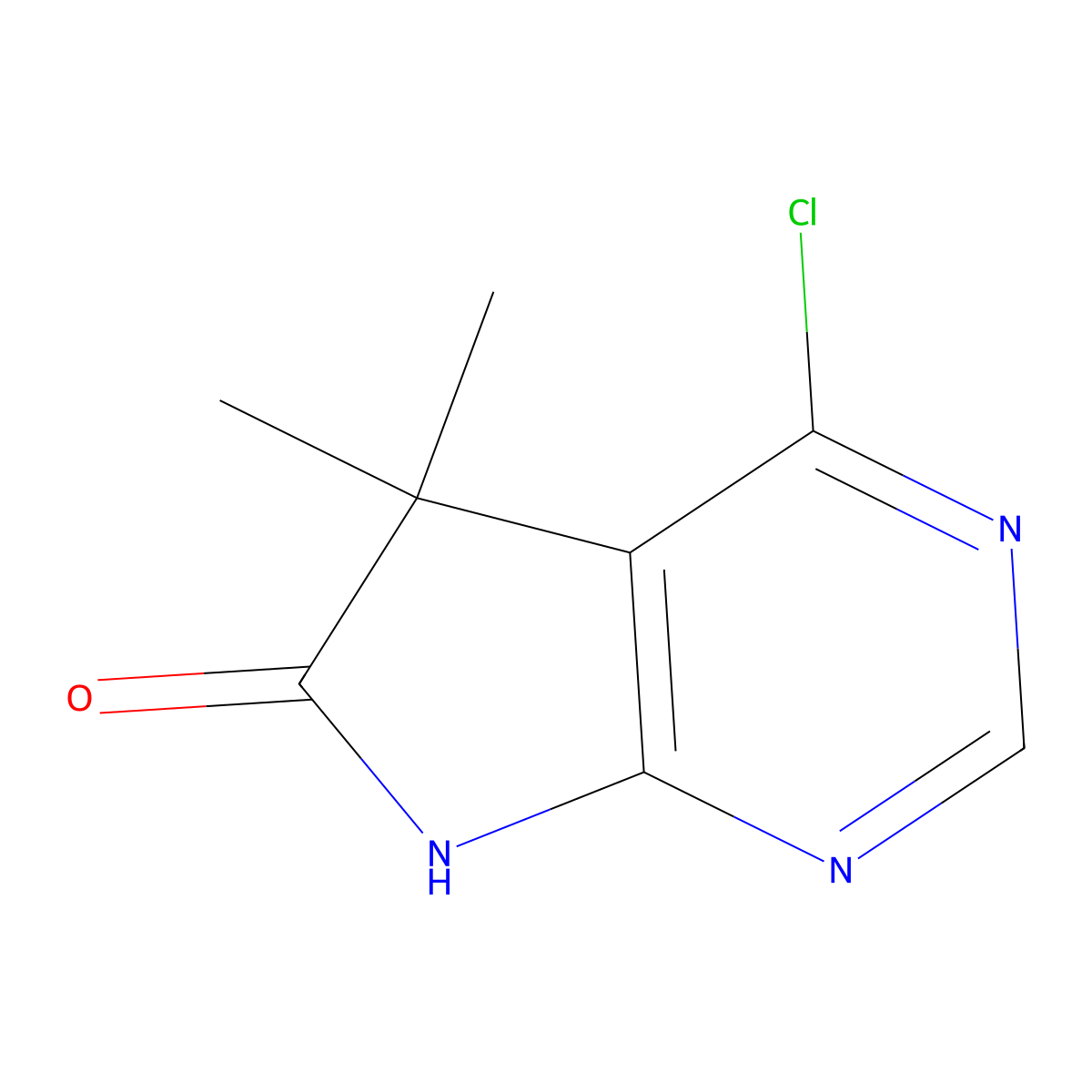 4-chloro-5,5-dimethyl-5H,6H,7H-pyrrolo[2,3-d]pyrimidin-6-one molecular structure, CAS 1226804-02-9