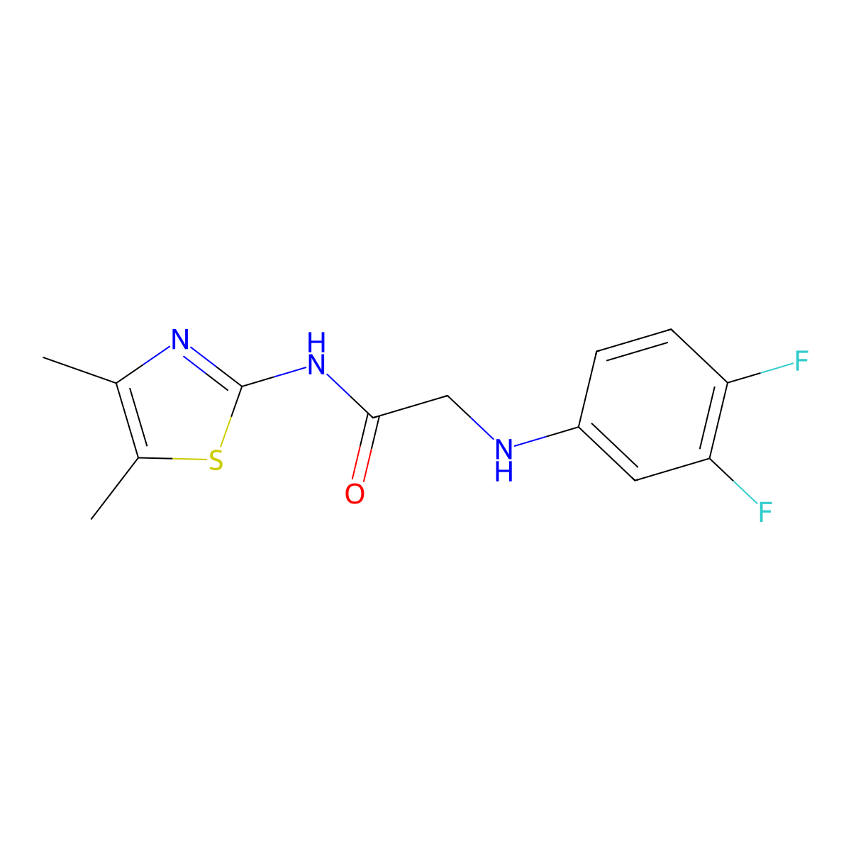 2-(3,4-difluoroanilino)-N-(4,5-dimethyl-1,3-thiazol-2-yl)acetamide molecular structure, CAS 1226806-55-8