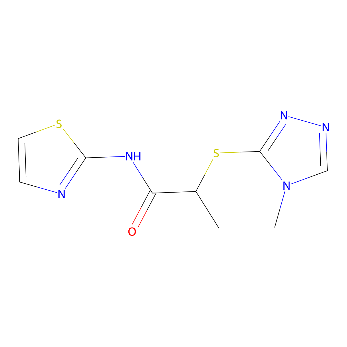 2-[(4-methyl-4H-1,2,4-triazol-3-yl)sulfanyl]-N-(1,3-thiazol-2-yl)propanamide molecular structure, CAS 1226806-57-0