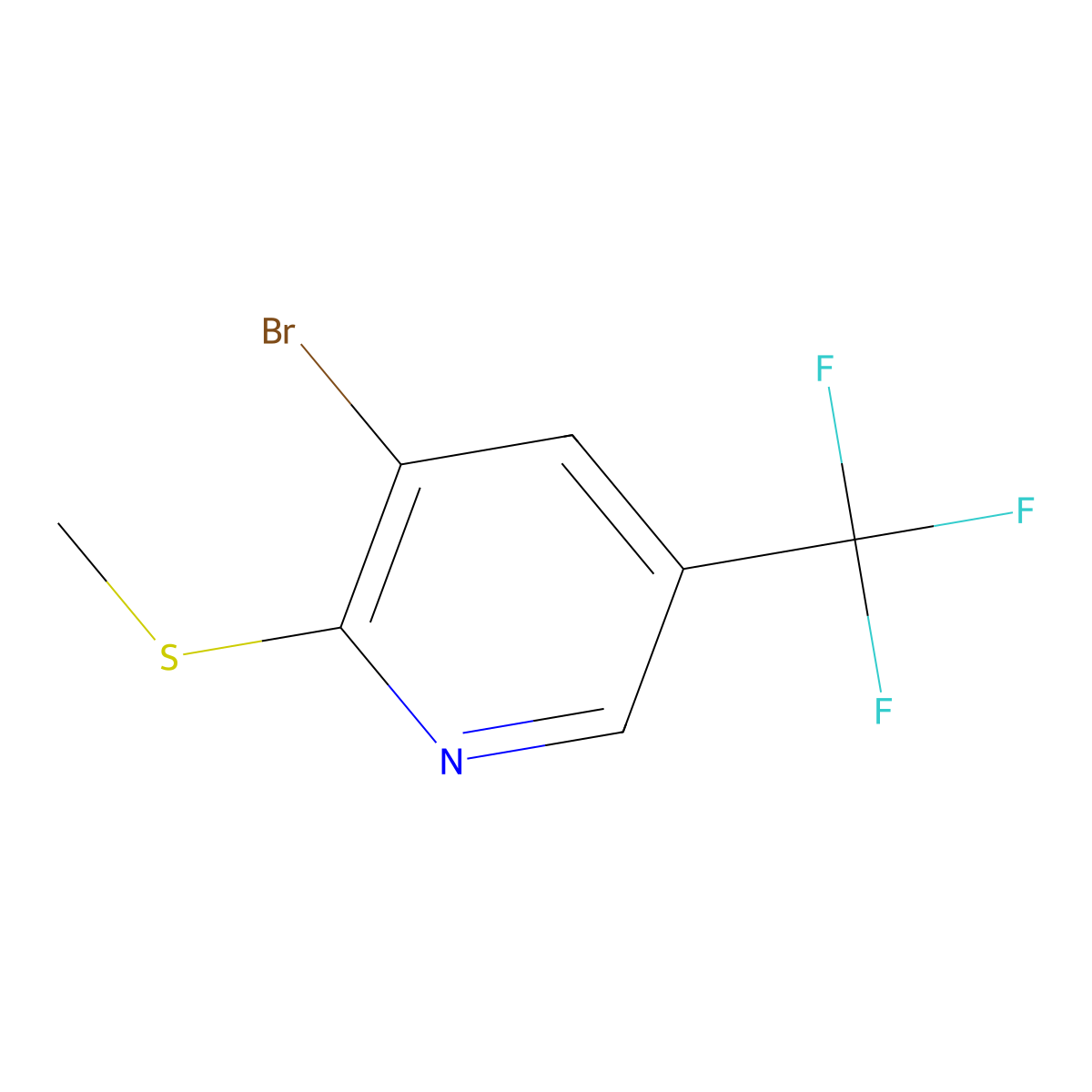 3-Bromo-2-(methylthio)-5-(trifluoromethyl)pyridine molecular structure, CAS 1226808-64-5