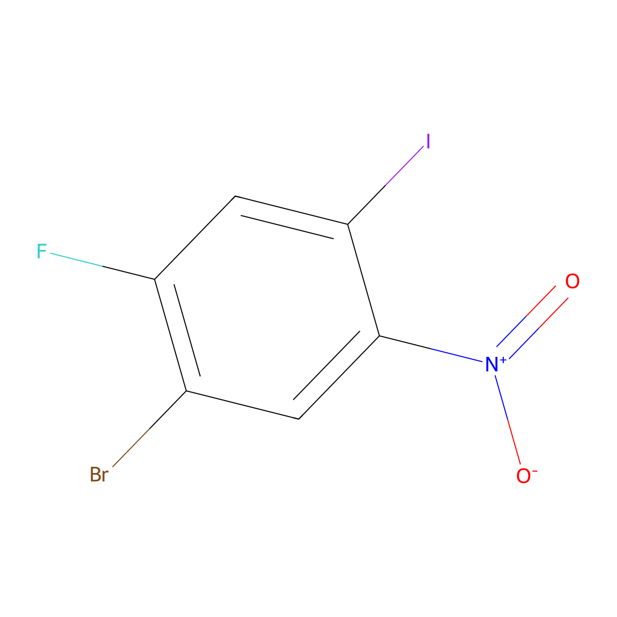 1-Bromo-2-fluoro-4-iodo-5-nitrobenzene molecular structure, CAS 1226808-77-0