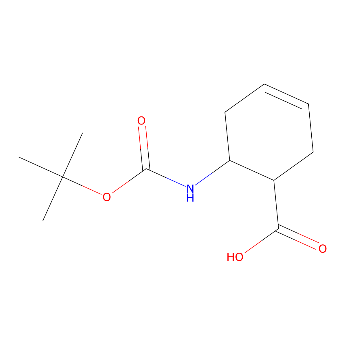 (1S,6R)-6-(tert-butoxycarbonylamino)cyclohex-3-enecarboxylic acid molecular structure, CAS 1226812-50-5