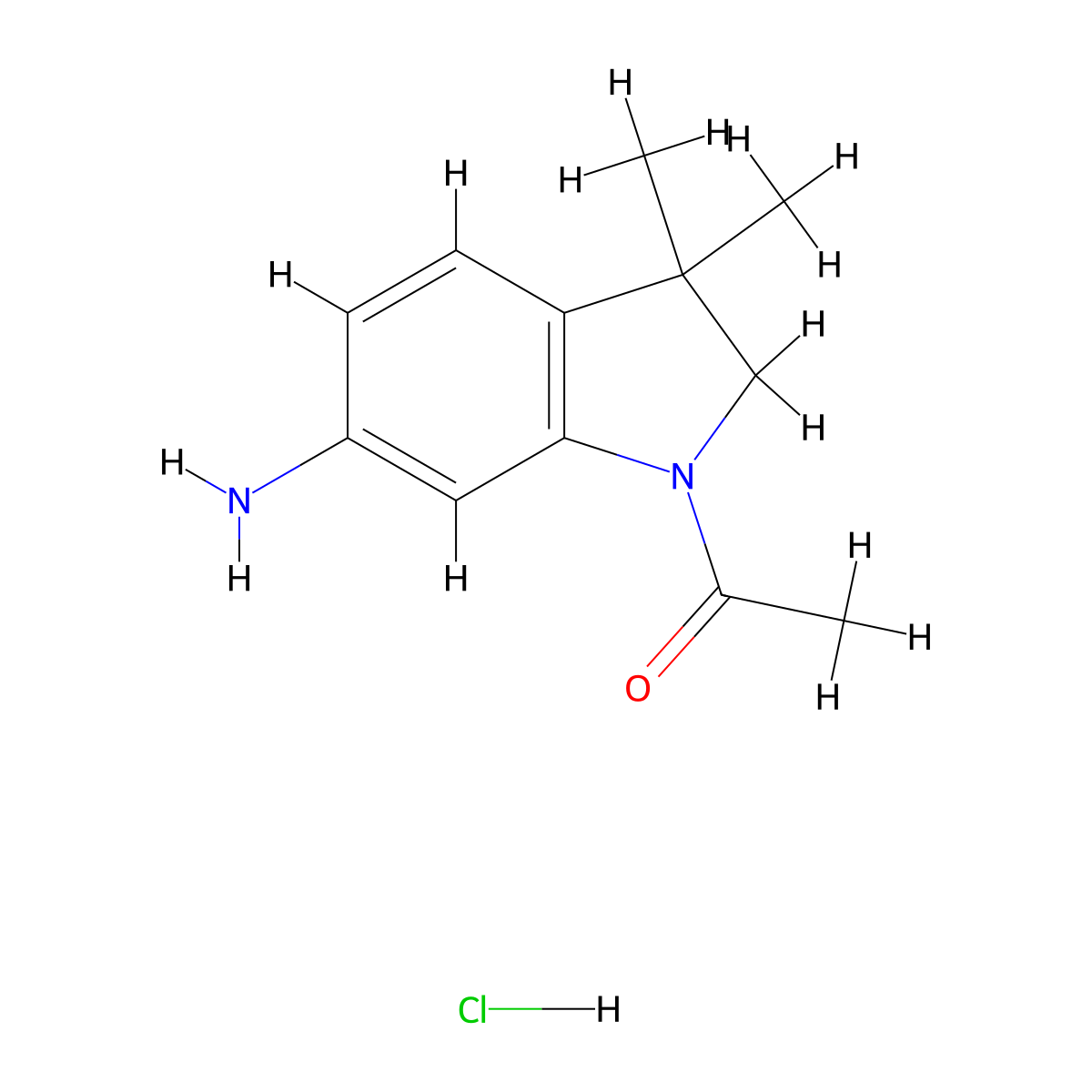 1-(6-Amino-3,3-dimethylindolin-1-yl)ethanone hydrochloride molecular structure, CAS 1226815-20-8