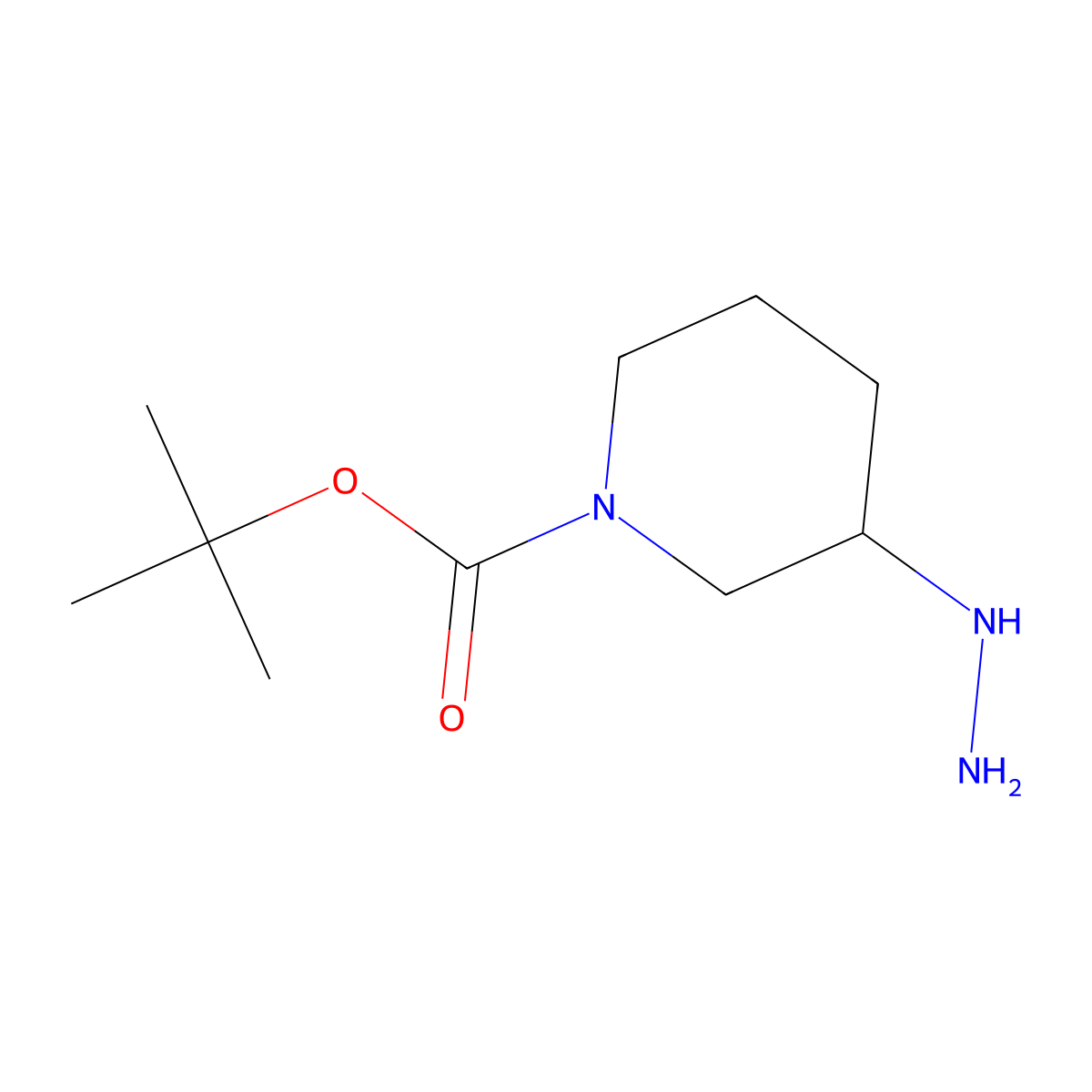 Tert-butyl 3-hydrazinylpiperidine-1-carboxylate molecular structure, CAS 1226815-21-9