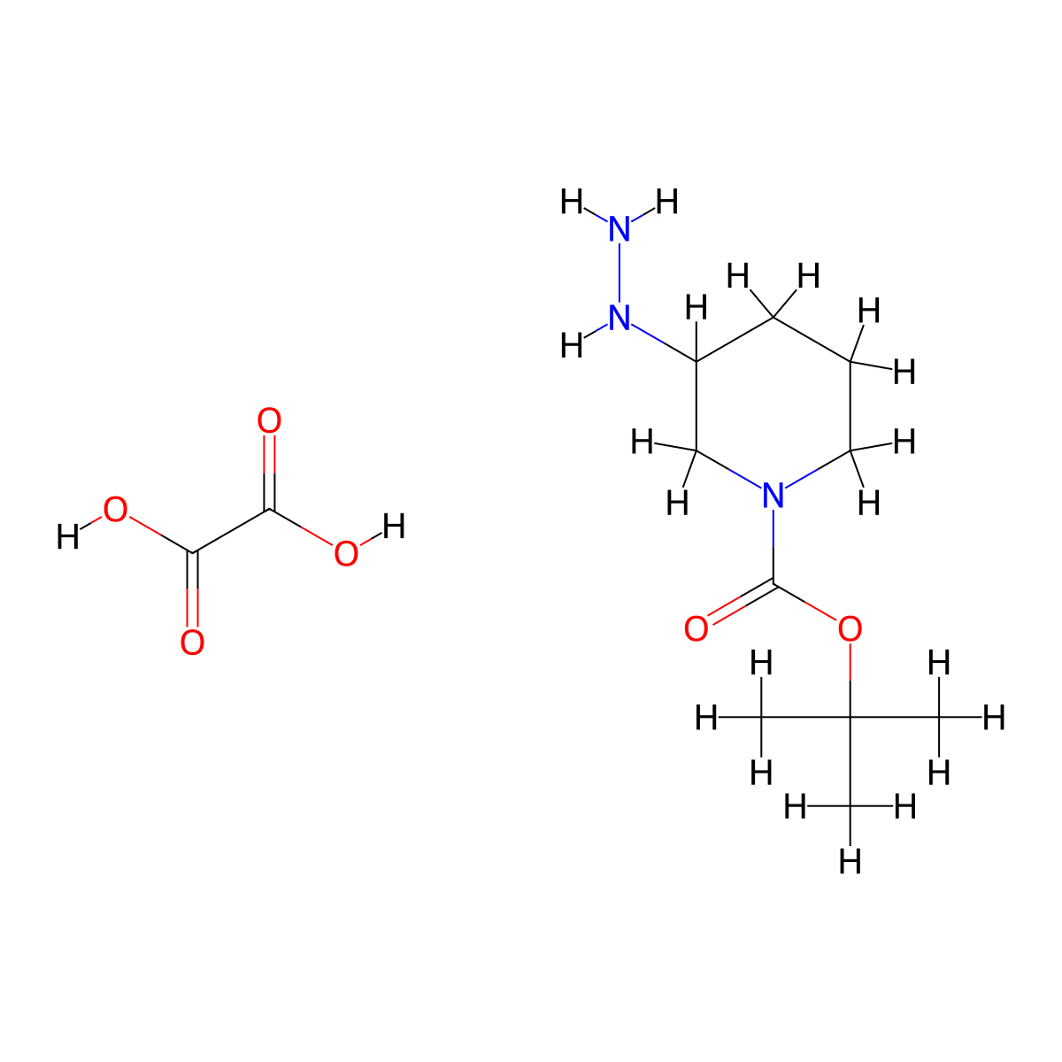 Tert-butyl 3-hydrazinylpiperidine-1-carboxylate oxalate molecular structure, CAS 1226815-22-0